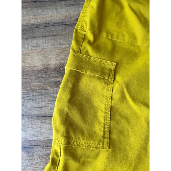 prAna Stretch Zion Elastic Waist Cargo Yellow Pants Belted Jogger Gorpcore - Picture 6 of 9